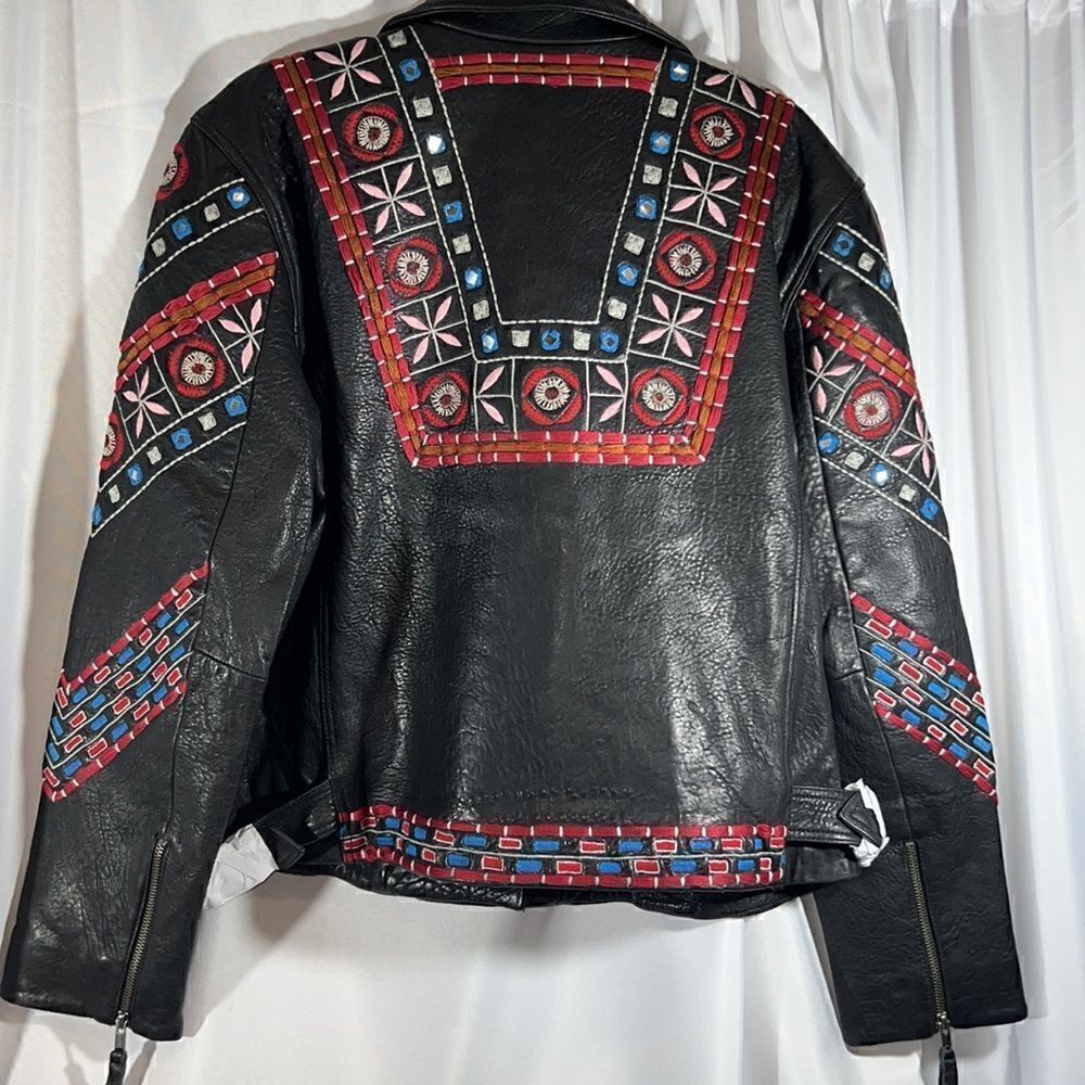FREE PEOPLE MARI MOTO LEATHER JACKET NEW MEDIUM - Picture 8 of 16